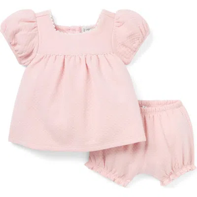 Janie And Jack Baby Quilted Puff Sleeve Matching Set In Pink
