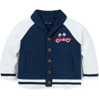 Janie And Jack Baby Race Car Shawl Collar Cardigan In Blue
