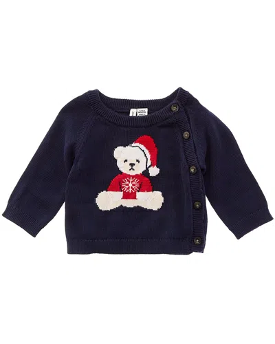 Janie And Jack Baby Santa Bear Sweater In Blue