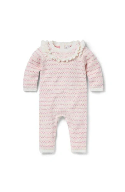 Janie And Jack Baby Striped Ruffle One-piece In Pink