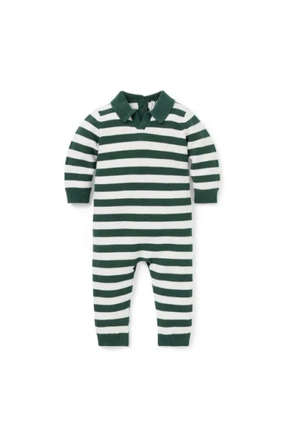 Janie And Jack Baby Striped Rugby One-piece In Green