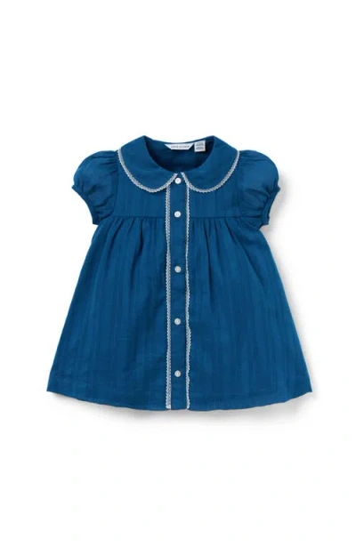 Janie And Jack Baby Textured Stripe Collar Dress In Blue