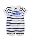 JANIE AND JACK BABY'S WHALE STRIPED KNIT ROMPER