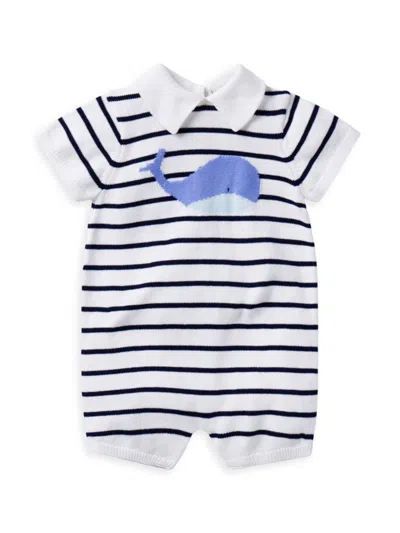 Janie And Jack Baby's Whale Striped Knit Romper In Blue