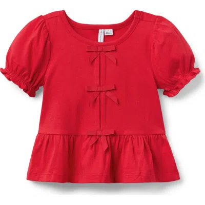 Janie And Jack Kids'  Bow Peplum Top In Red