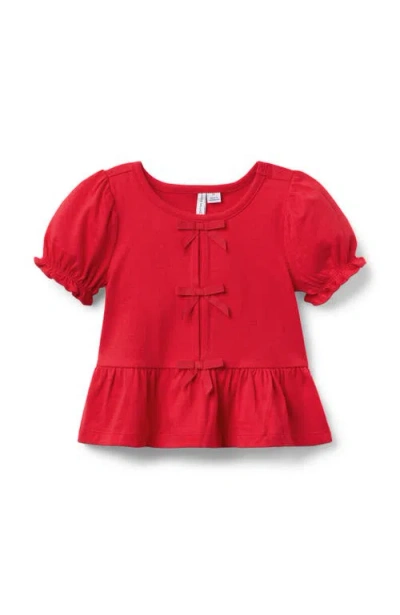 Janie And Jack Babies'  Bow Peplum Top In Red