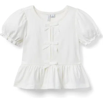 Janie And Jack Kids'  Bow Peplum Top In White