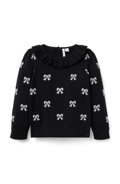 Janie And Jack Babies'  Bow Puff Sleeve Sweater In Black