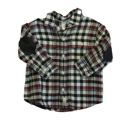 Janie And Jack Kids' Boys Black Red Plaid Button Down Long Sleeve In Green