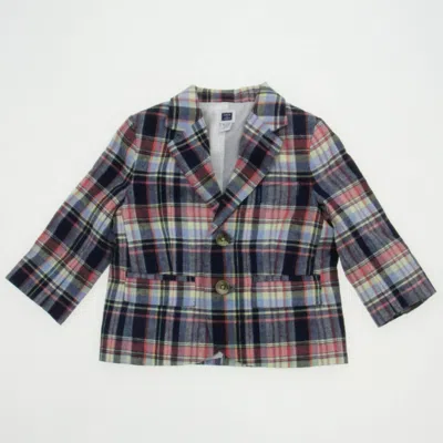 Pre-owned Janie And Jack Kids' Boys Blue Plaid Sports Coat In Multi