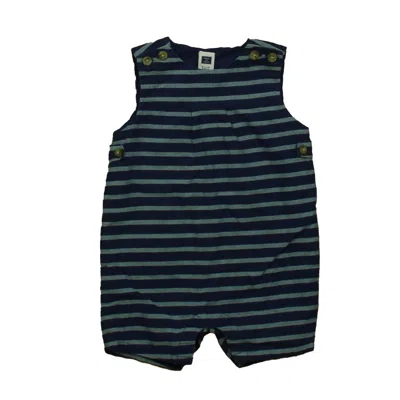 Pre-owned Janie And Jack Kids' Boys Blue Stripe Romper