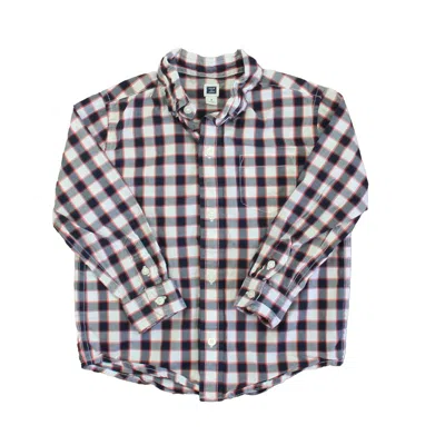 Janie And Jack Kids' Boys Blue White Red Button Down Long Sleeve In Black