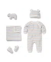 Janie And Jack Boys' Bundle Of Love Striped Textured Knit Gift Set - Baby In White
