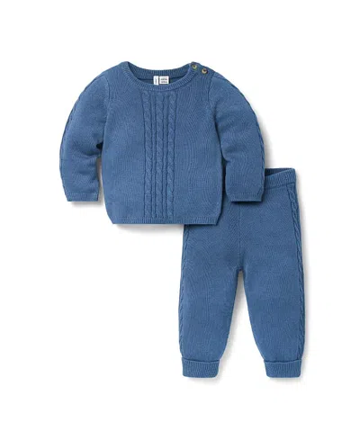 Janie And Jack Kids'  Boys' Cable Knit Matching Set - Baby In Blue