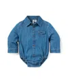 Janie And Jack Boys' Chambray Bodysuit - Baby In Blue
