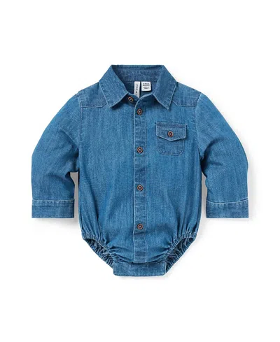 Janie And Jack Kids'  Boys' Chambray Bodysuit - Baby In Blue