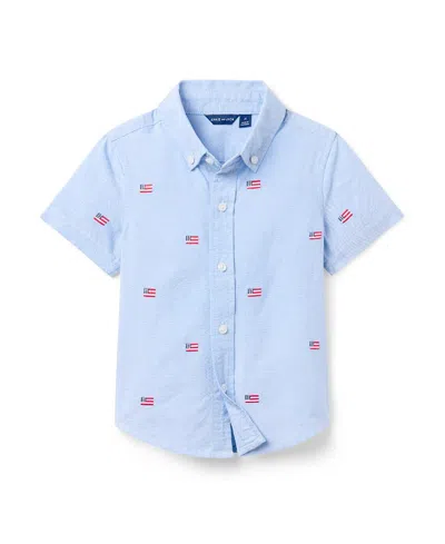 Janie And Jack Boys' Embroidered Flag Shirt - Baby, Little Kid, Big Kid In Blue