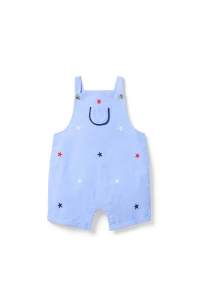 Janie And Jack Babies'  Boys Flag Embroidered Overall In Blue