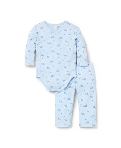 Janie And Jack Kids'  Boys' Fox Wrap Matching Set - Baby In Blue