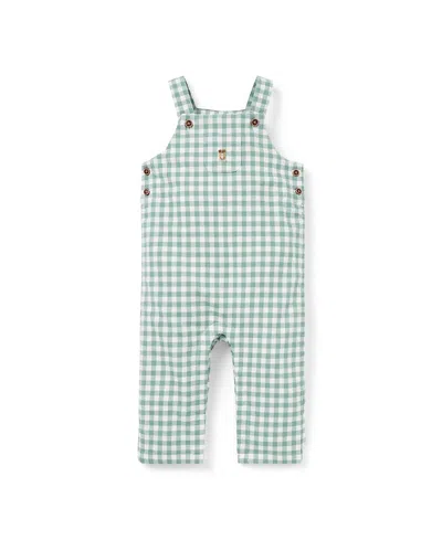 Janie And Jack Boys' Gingham Dog Overall - Baby In Green