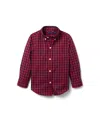 Janie And Jack Boys' Gingham Flannel Shirt - Baby, Little Kid, Big Kid In Red