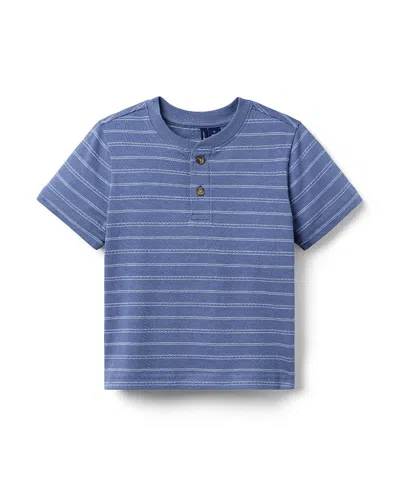 Janie And Jack Boys' Jacquard Henley T-shirt - Little Kid, Big Kid In Blue