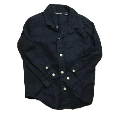 Janie And Jack Kids' Boys Navy Button Down Long Sleeve In Blue