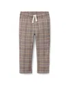 Janie And Jack Plaid Pull-on Pant In Brown