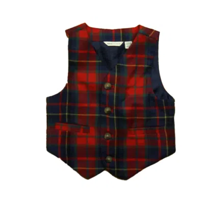 Pre-owned Janie And Jack Kids' Boys Red Plaid Vest