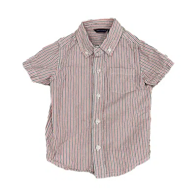 Janie And Jack Kids' Boys Red White Blue Button Down Short Sleeve In Brown