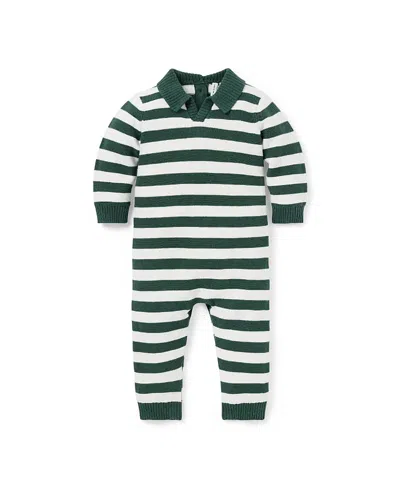 Janie And Jack Boys' Striped Rugby One-piece - Baby In Green
