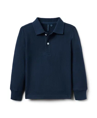 Janie And Jack Boys' The Long Sleeve Pique Polo - Little Kid, Big Kid In Blue