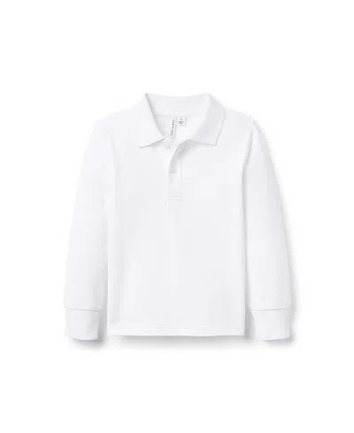 Janie And Jack Boys' The Long Sleeve Pique Polo Shirt - Little Kid, Big Kid In White