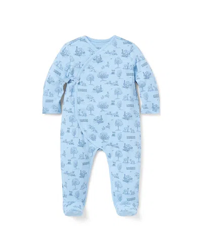 Janie And Jack Kids'  Boys' Woodland Toile Wrap Footed One-piece - Baby In Blue