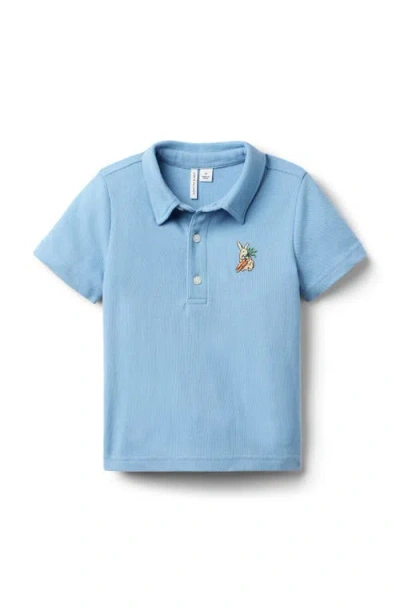 Janie And Jack Kids'  Bunny Pique Polo In Blue