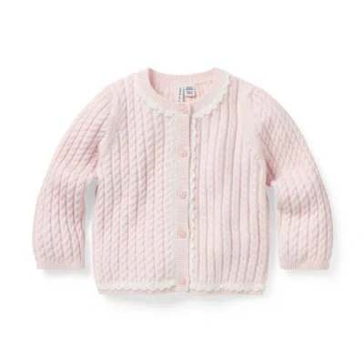 Janie And Jack Babies'  Cable Knit Cardigan In Pink