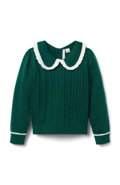 Janie And Jack Babies'  Cable Knit Collared Sweater In Green