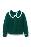 Janie And Jack Cable Knit Collared Sweater In Green