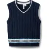 Janie And Jack Cable Knit Sweater Vest In Navy