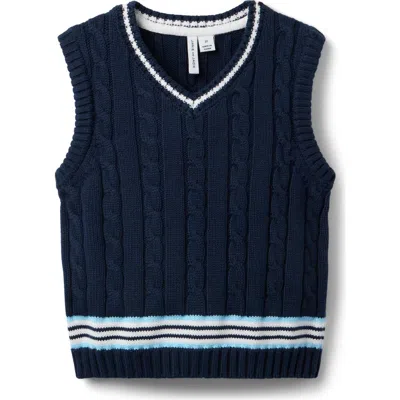 Janie And Jack Babies'  Cable Knit Sweater Vest In Navy