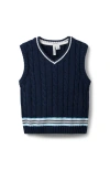 Janie And Jack Cable Knit Sweater Vest In Navy