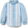 Janie And Jack Chambray Lace Top In Blue