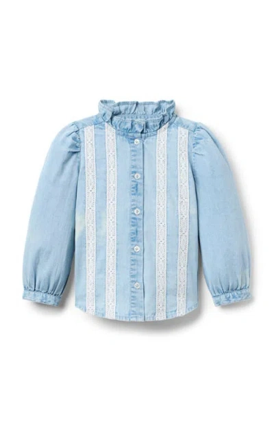 Janie And Jack Babies'  Chambray Lace Top In Blue