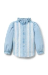 Janie And Jack Chambray Lace Top In Blue