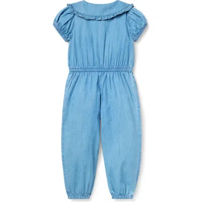 Janie And Jack Babies'  Chambray Ruffle Jumpsuit In Blue