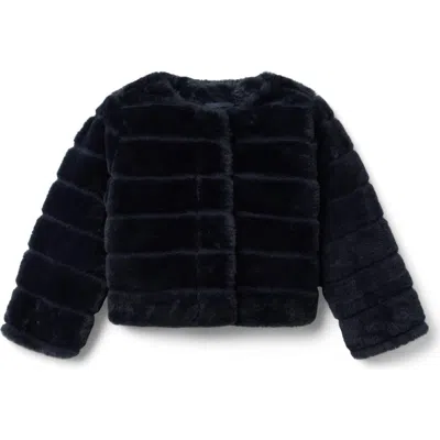Janie And Jack Babies'  Channel Faux Fur Jacket In Black