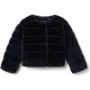 Janie And Jack Channel Faux Fur Jacket In Black