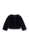 Janie And Jack Channel Faux Fur Jacket In Blue