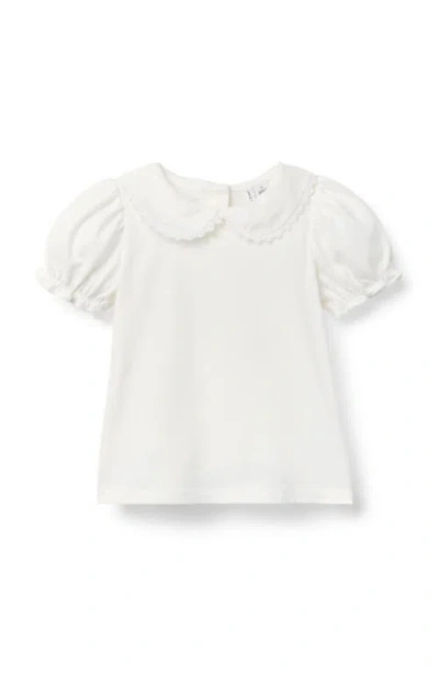 Janie And Jack Collared Puff Sleeve Top In White
