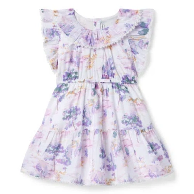 Janie And Jack Babies'  Countryside Toile Ruffle Dress In Purple